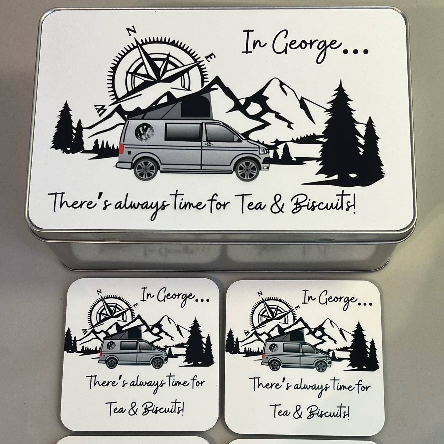 Biscuit Tin & 2 Coasters Set
