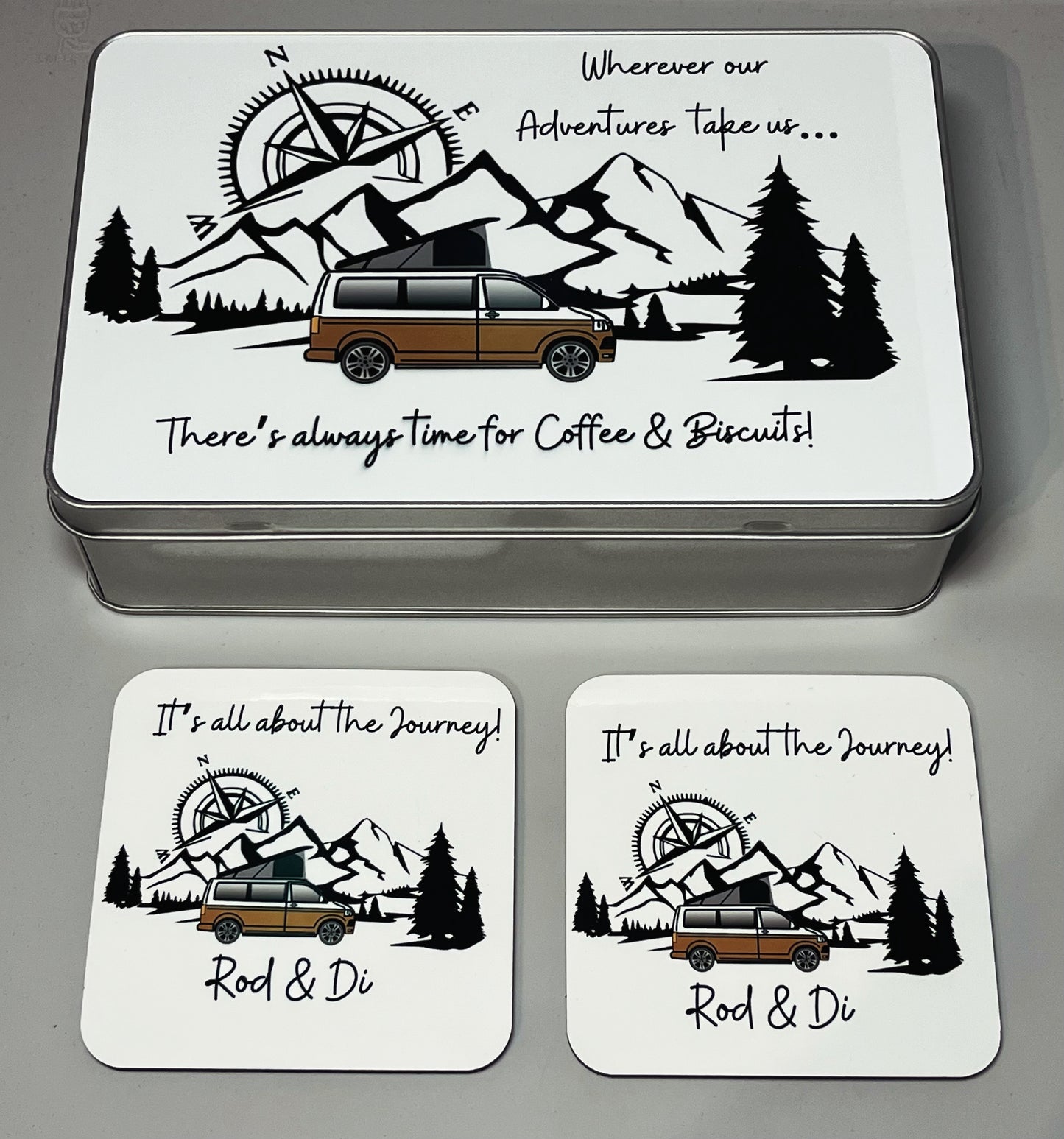 Biscuit Tin & 2 Coasters Set